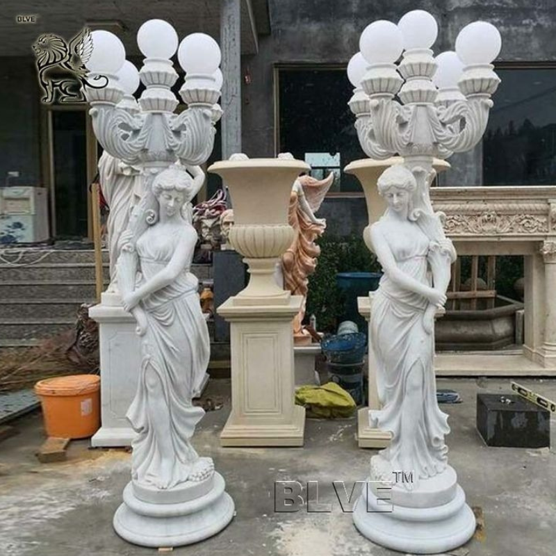Marble Lady Lamp Statue